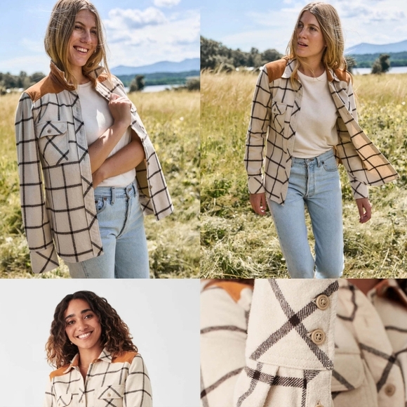 Faherty Tops - Faherty Daly Plaid Jacket Shirt with Brown Accents Size xs